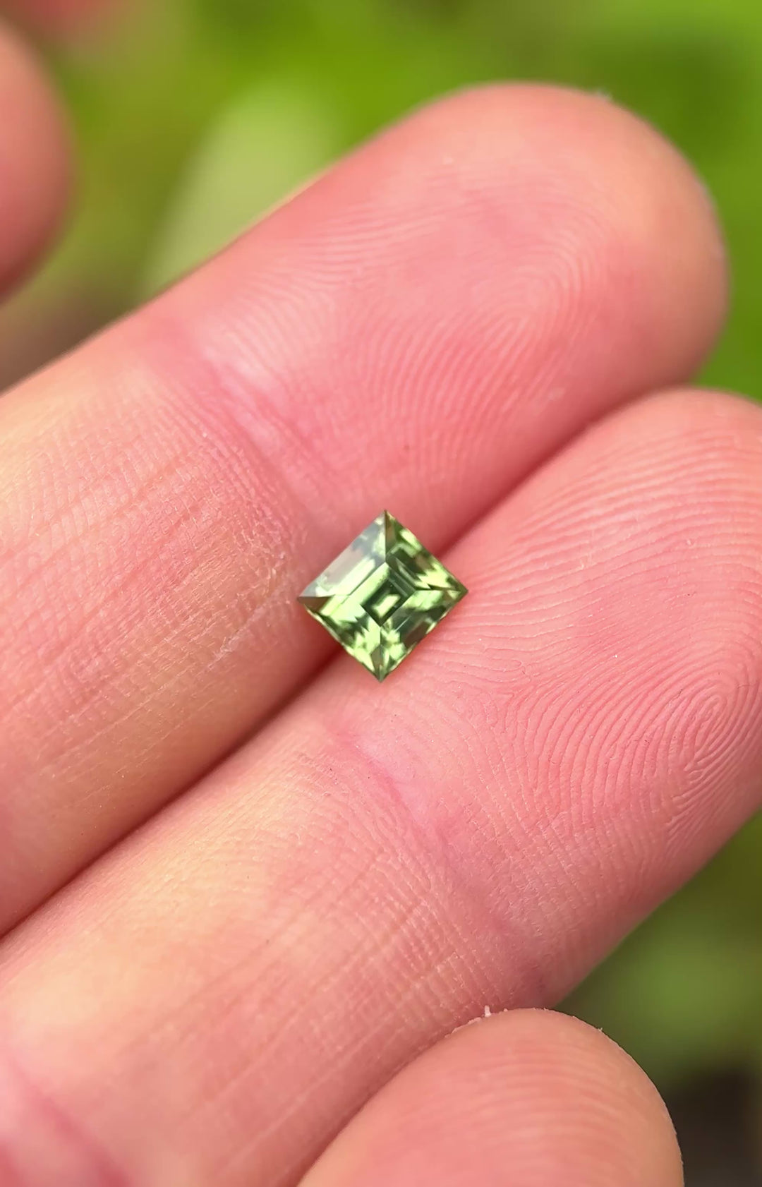 1.04ct Sapphire: Olive Green Antique Style Carre Cut