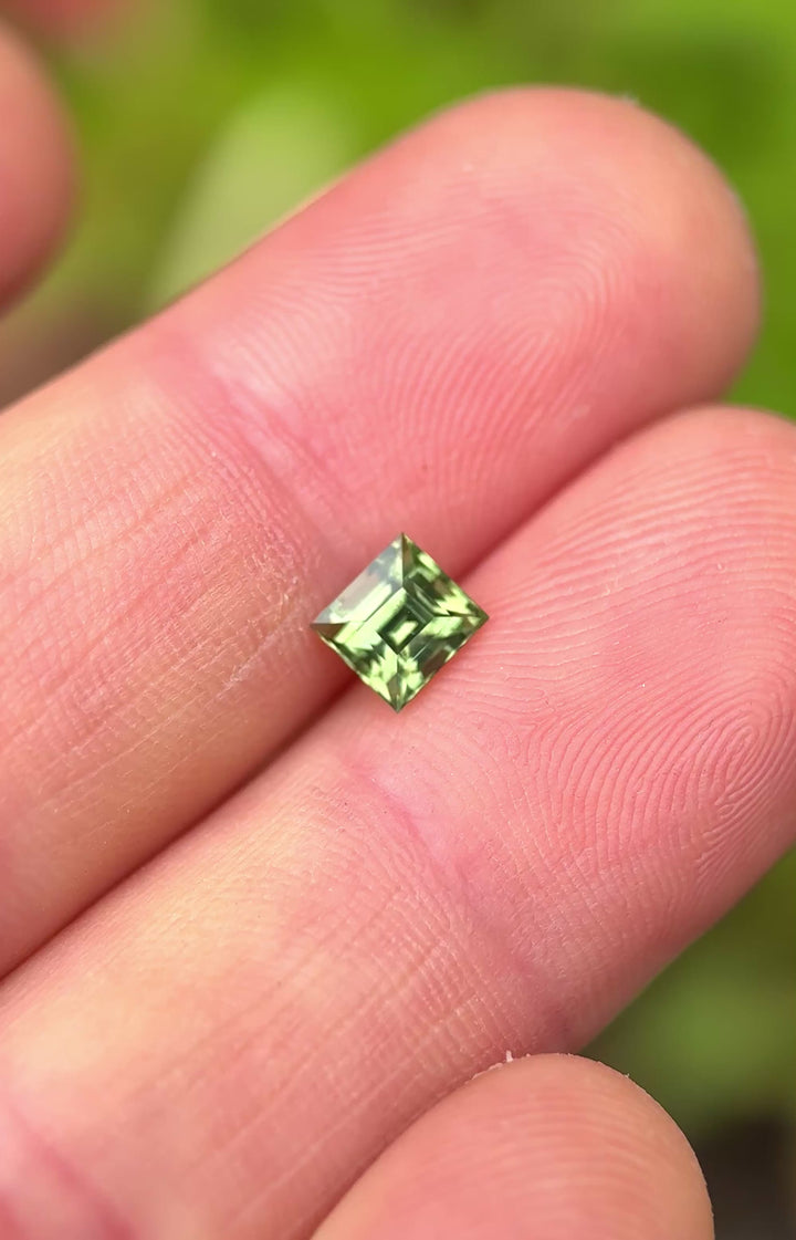 1.04ct Sapphire: Olive Green Antique Style Carre Cut