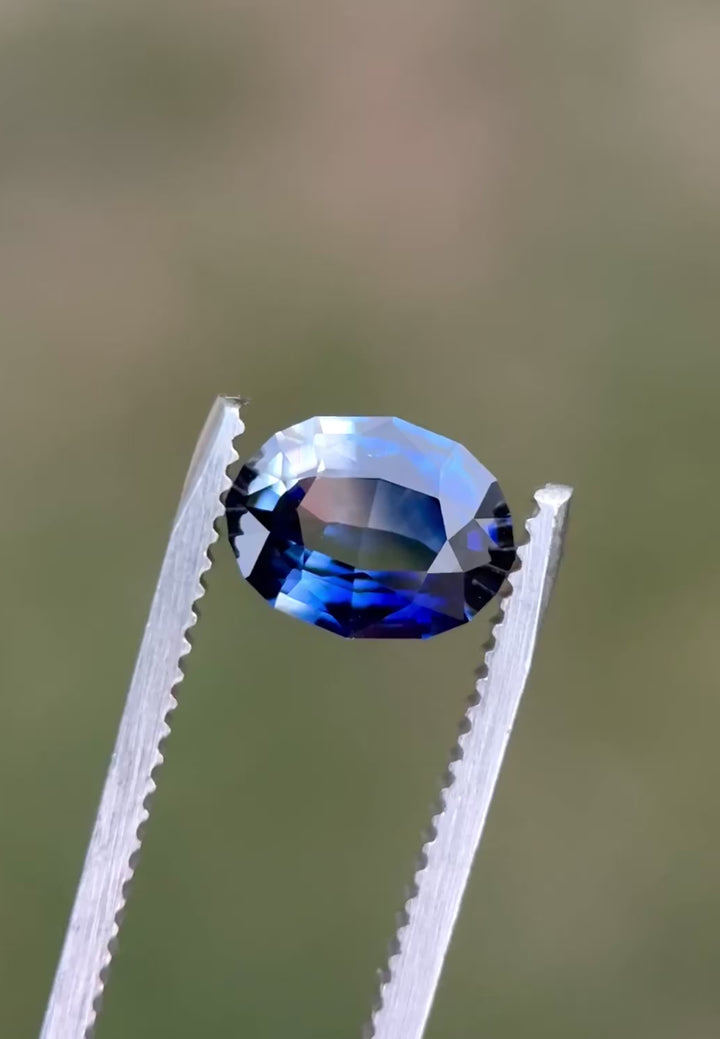 1.65CT Sapphire: Denim Blue Colorless Parti Precision Oval Mix Cut