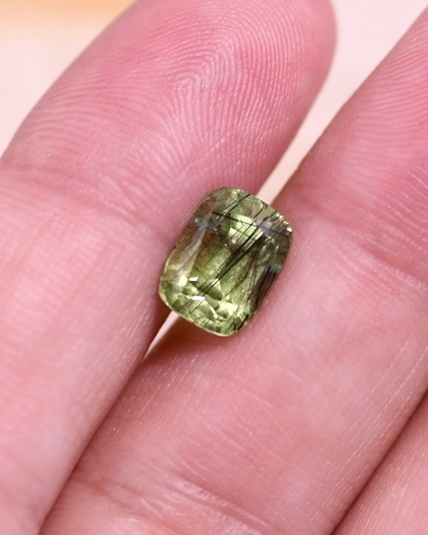 3.40CT Peridot: Green Black Cushion Mix Cut
