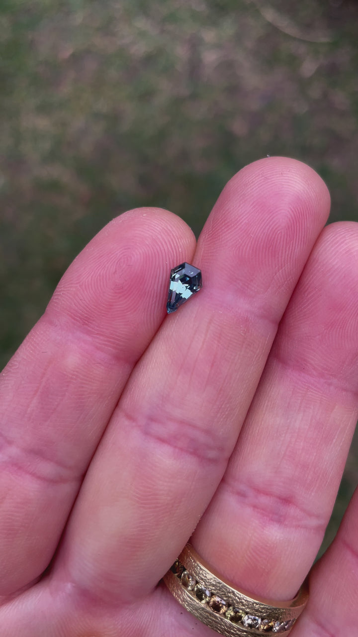 1.13CT Sapphire: Opalescent Teal Blue Green Shield Step Cut
