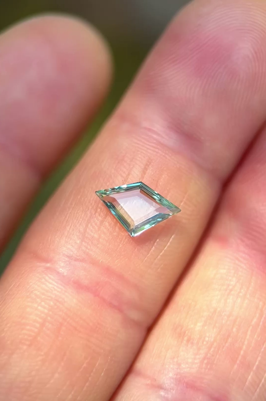 1.23CT Sapphire: Seafoam Sky Teal Geometric Kite Step Portrait Cut
