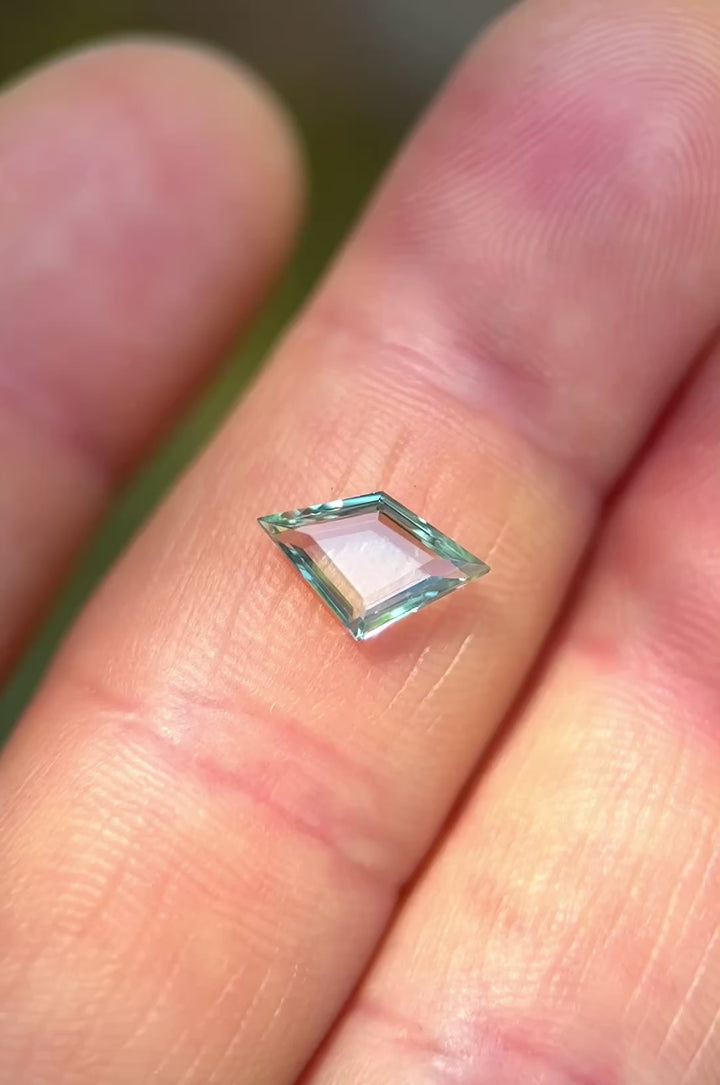 1.23CT Sapphire: Seafoam Sky Teal Geometric Kite Step Portrait Cut