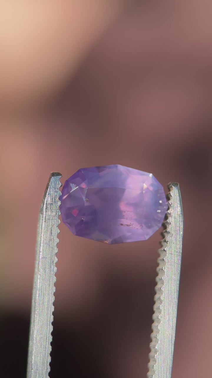 2.75CT Sapphire: Opalescent Purple Precision Custom Geometric Oval Brilliant Cut