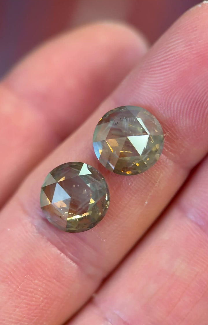 6.75CTW Diamond Pair: Tiger Striped Rose Cut