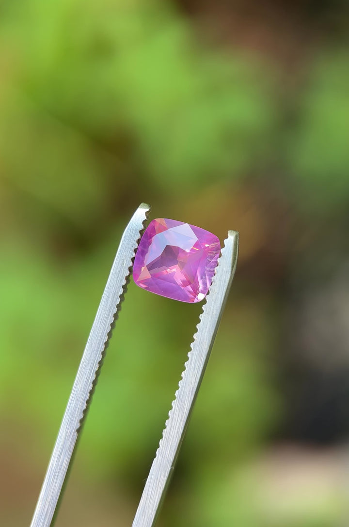1.55CT Sapphire: Vibrant Purplish Pink Opalescent Precision Cushion Mixed