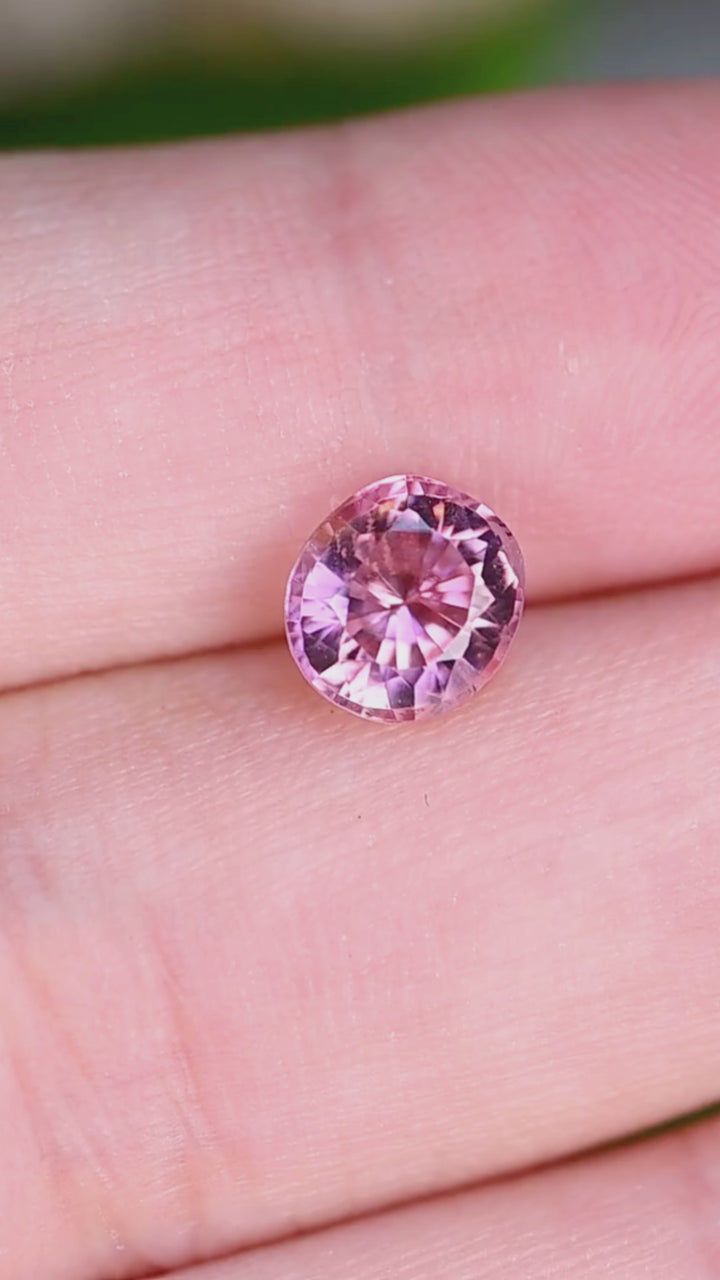 Congolese pink tourmaline comes  alive as its antique-inspired radiant round cut reveals rich rosy pink brilliance and elegant flashes of light. A one-of-a-kind gemstone ideal for custom engagement rings and fine jewelry.