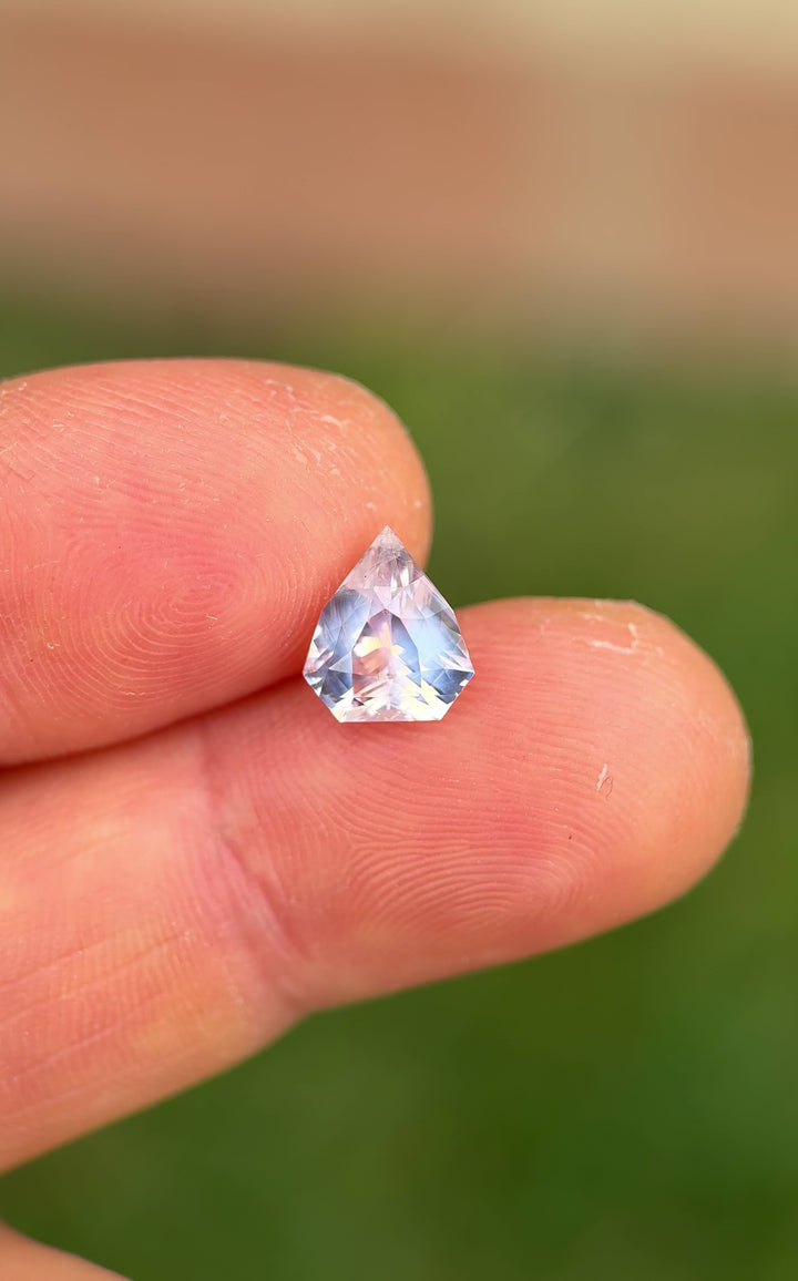 2.53CT Sapphire: Opalescent Platinum Bluish Silvery Lavender Pink Precision Custom Shield Mixed Cut