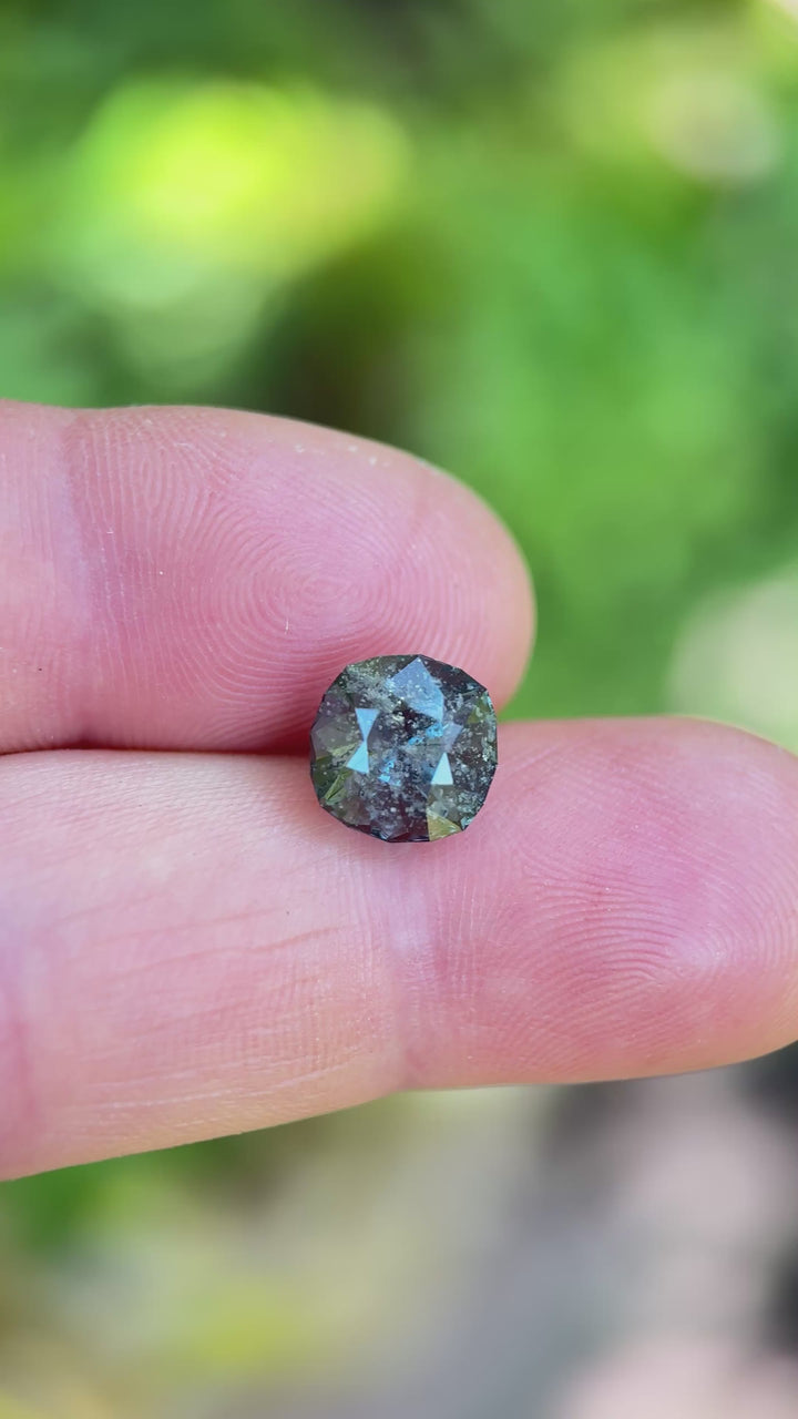 4.63CT Spinel: Salt And Pepper Seafoam Sky Blue Precision Custom Cushion Brilliant Cut