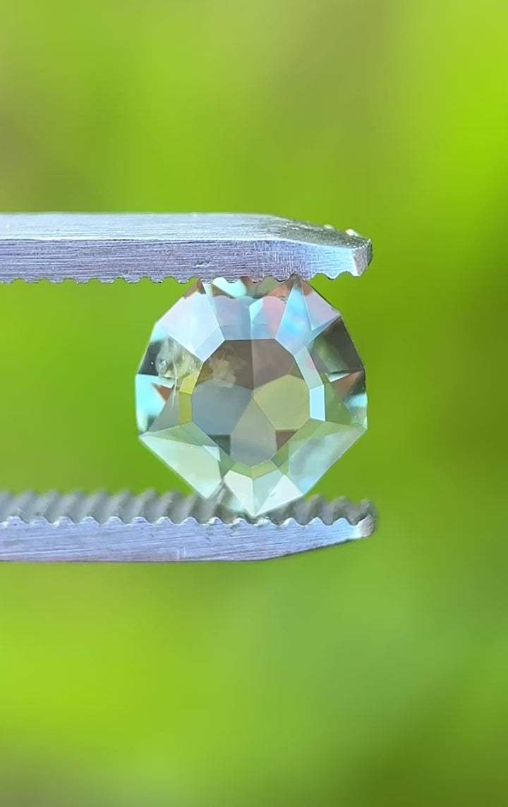 1.55CT Sapphire: Seafoam Teal Green Custom Low Profile Shield Mix Cut