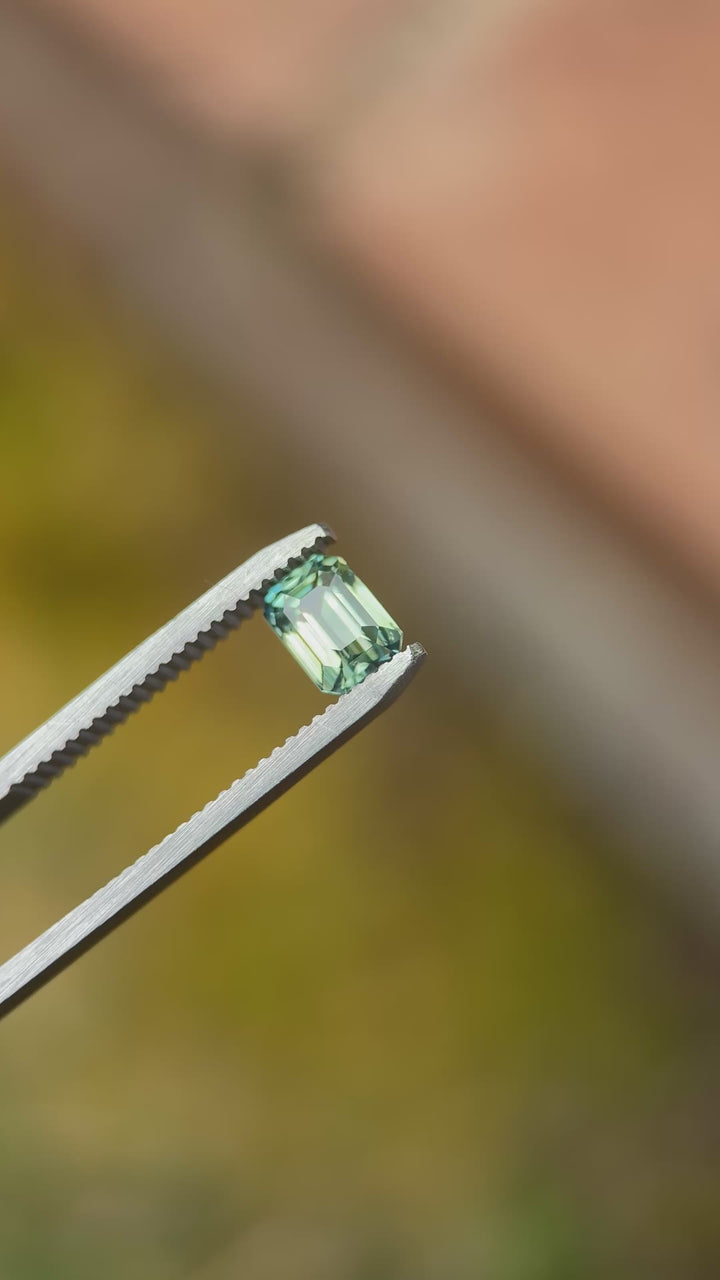 1.52CT Sapphire: Teal Green Emerald Cut