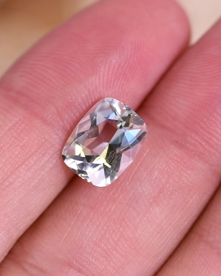 2.85CT Aquamarine: Pale Blue Green Modified Cushion