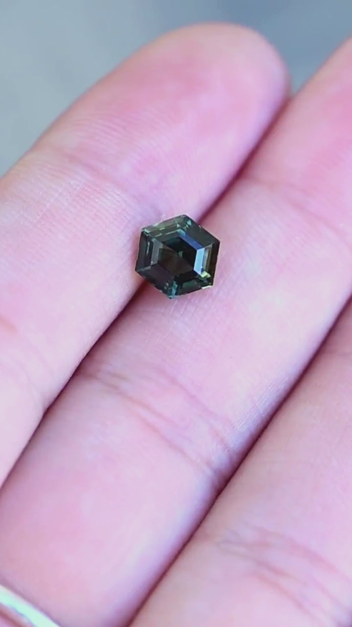 2.06CT Sapphire: Teal Forest Green Custom Hexagonal Step Cut