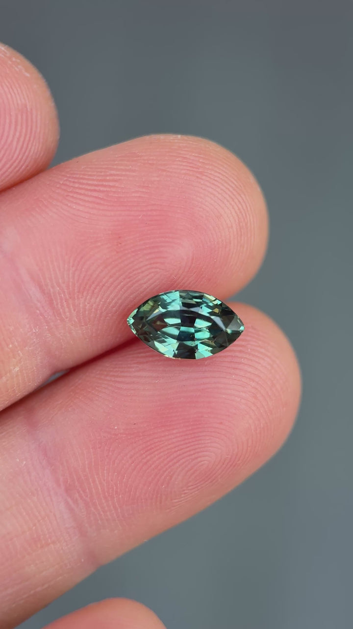 2.46CT Sapphire: Deep Teal Blue Green Marquise Mix Cut