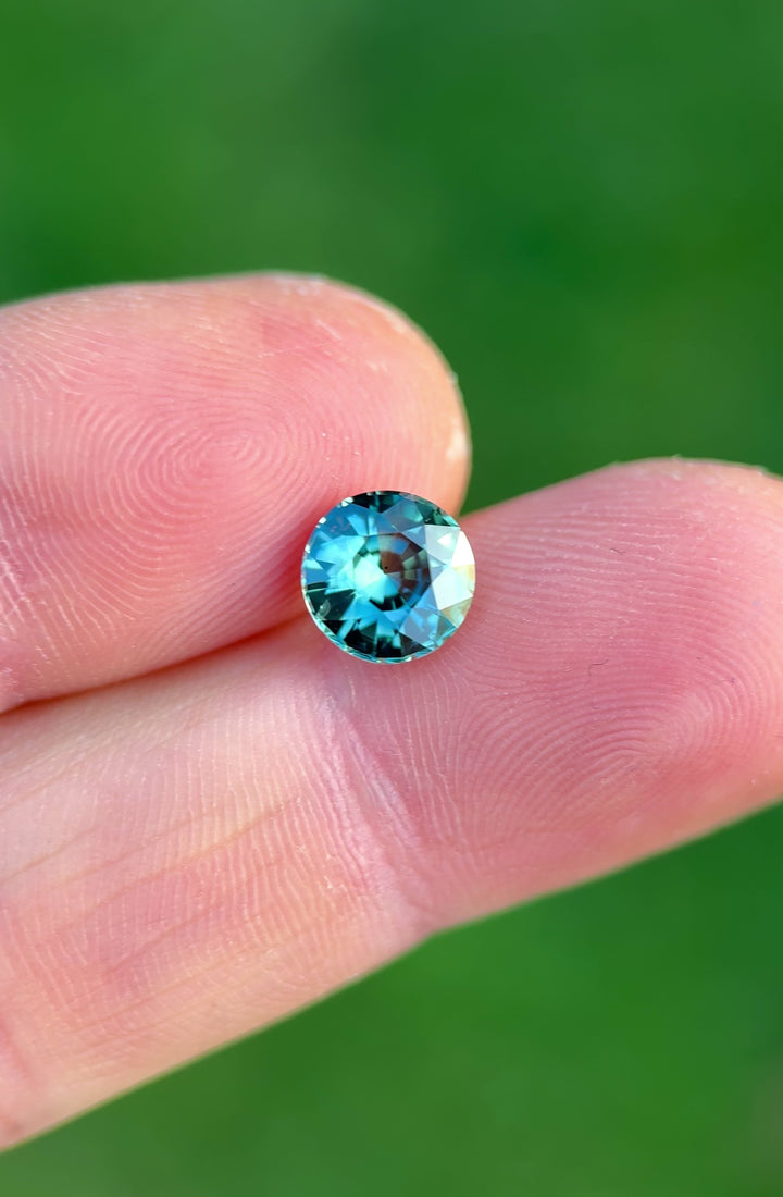 2.07CT Sapphire: Yellow Teal Blue Green Parti Round Brilliant Mixed Cut