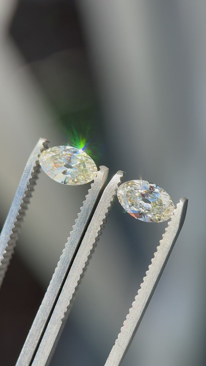1.43CTW Matched Diamond Pair: J-K VS1-VVS2 Antique Moval Cut