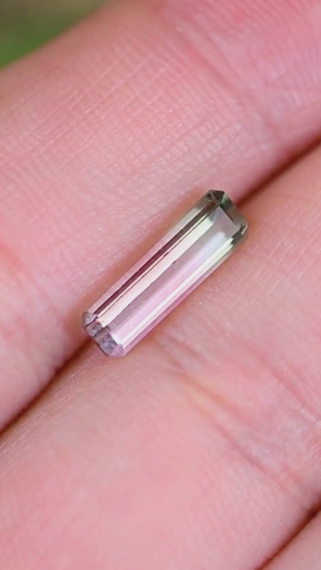 1.72CT Tourmaline: Bi Color Watermelon Pastel Green Pink Precision Elongated Emerald Cut