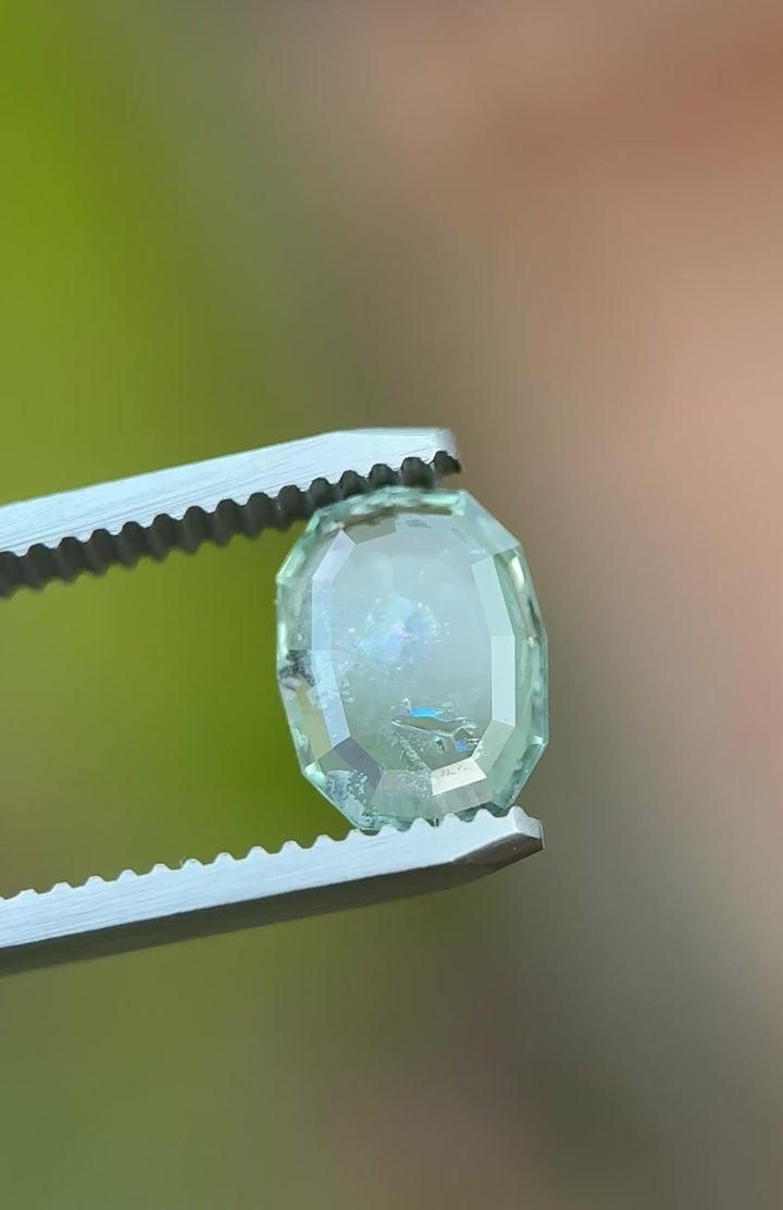 1.84CT Sapphire: Seafoam Green Geometric Oval Portrait Cut