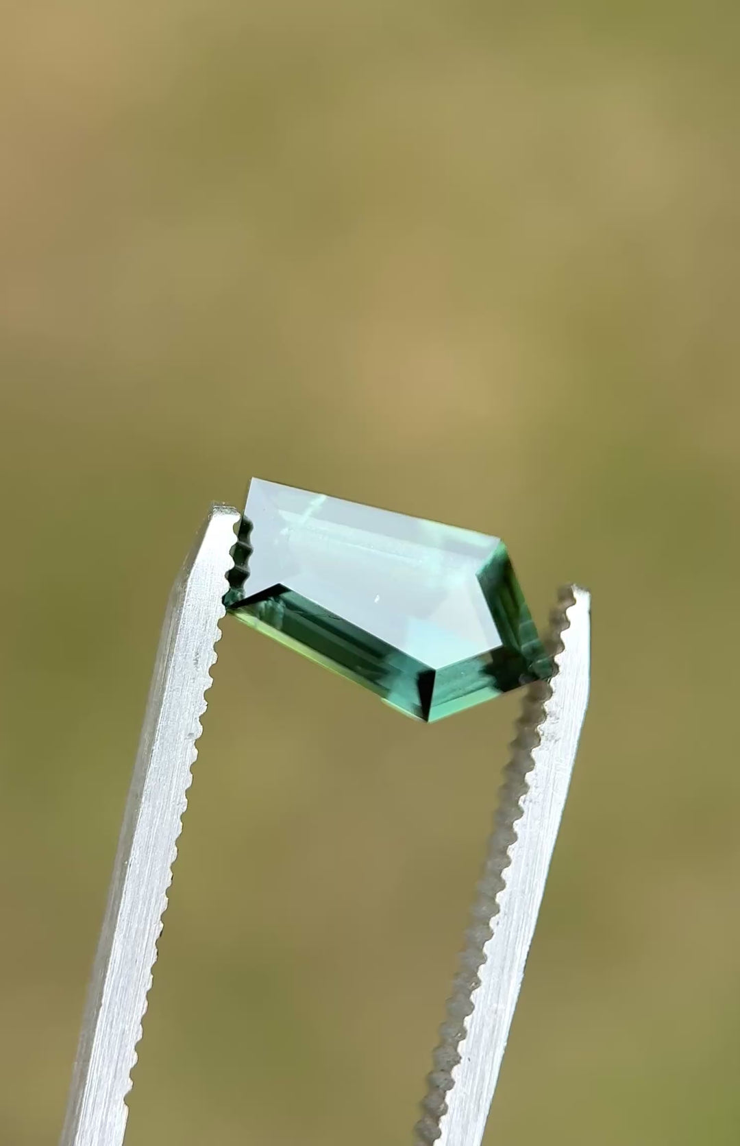 2.85CT Sapphire: Forest Bluish Green Precision Custom Freeform Geometric Step Cut