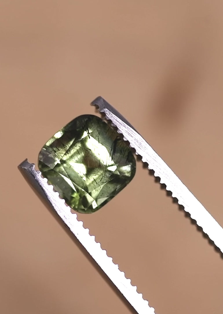 2.60CT Peridot: Green Black Cushion Mix Cut
