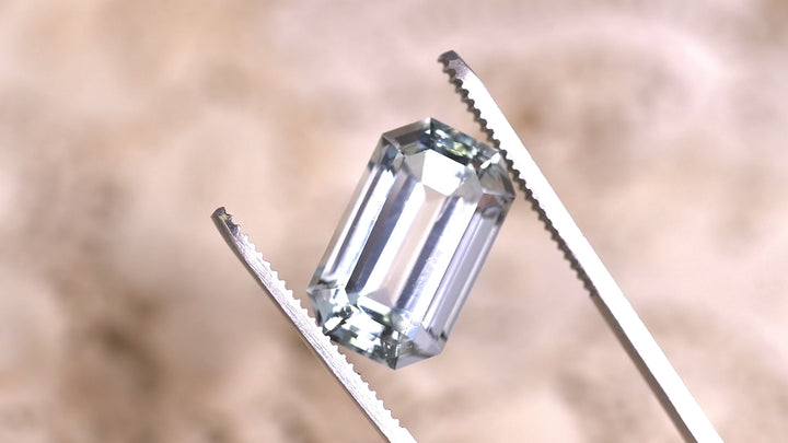11.30CT Aquamarine: Mint Blue Green Elongated Emerald Cut