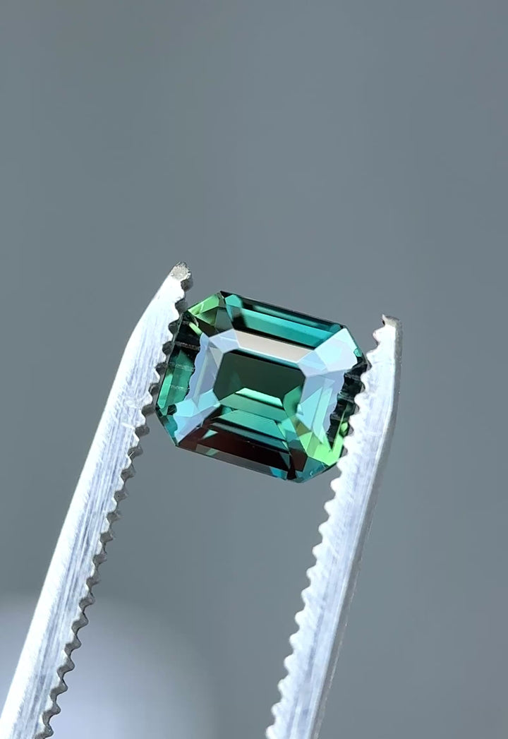 2.01CT Sapphire: Deep Vivid Teal Blue Green To Earthy Green Purple Blue Precision Emerald Cut