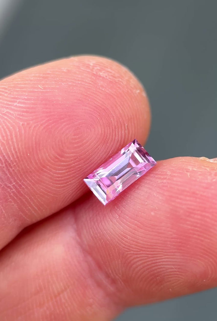 1.51CT Sapphire: Vivid Pink Custom Elongated Baguette Step Cut