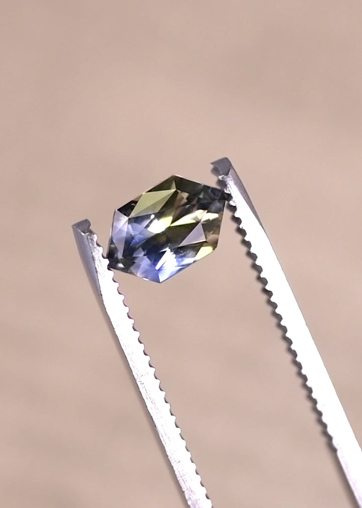 1.57CT Sapphire: Bi-Color Parti Elongated Hexagon Mix Cut
