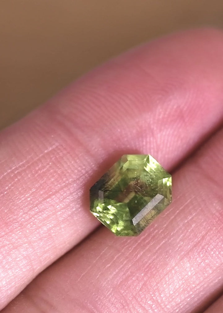 2.99CT Peridot: Green Black Emerald Cut