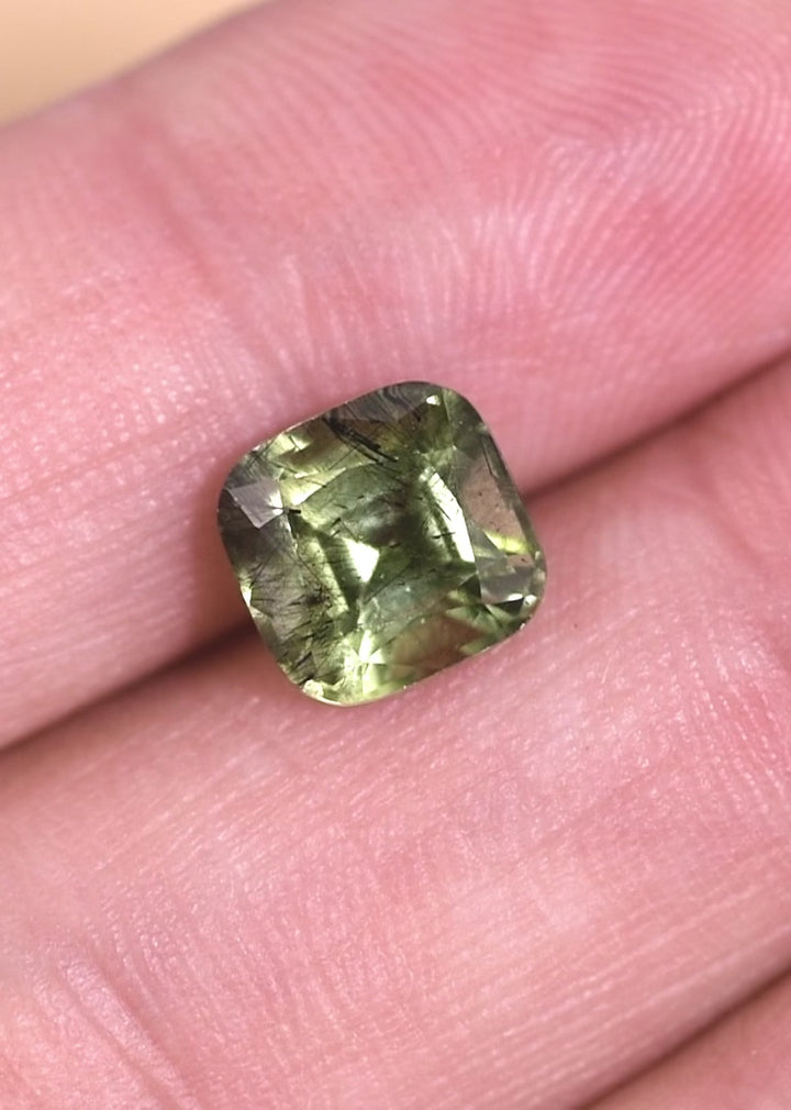 2.60CT Peridot: Green Black Cushion Mix Cut