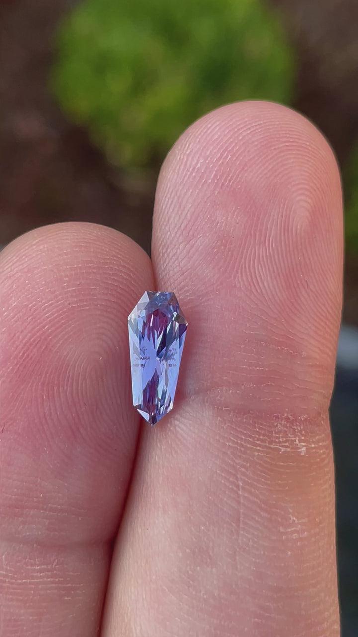 2.03CT Sapphire: Violet Purple Precision Custom Elongated Shield Cut
