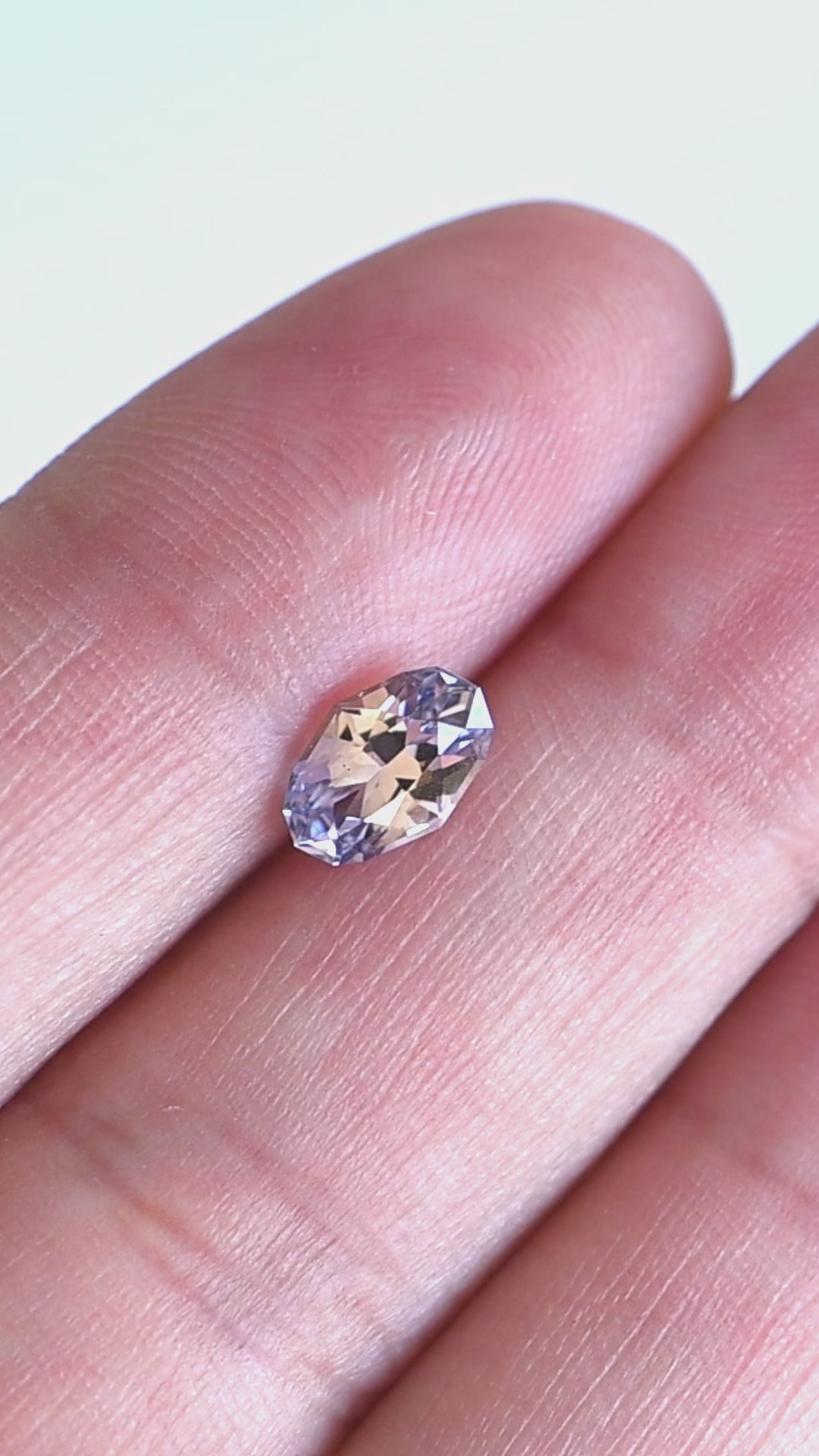 1.26CT Sapphire: Colorless Periwinkle Parti Precision Custom Elongated Geo Oval Brilliant Cut
