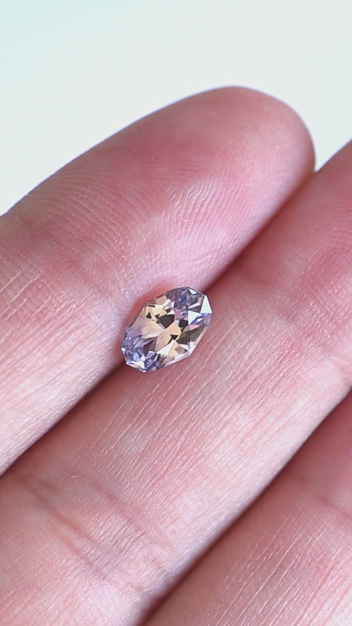 1.26CT Sapphire: Colorless Periwinkle Parti Precision Custom Elongated Geo Oval Brilliant Cut