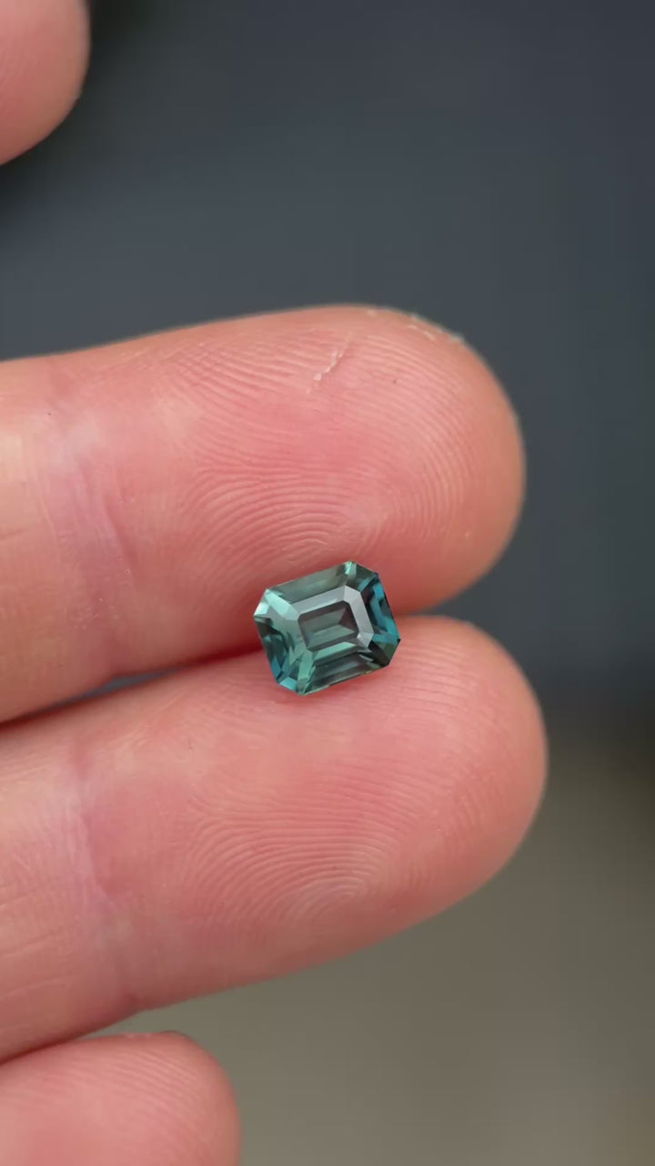 2.00CT Sapphire: Teal Green Precision Emerald Cut