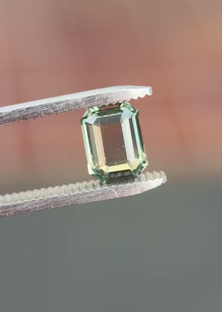 2.64CT Sapphire: Earthy Teal Green Antique Style Emerald Portrait Cut