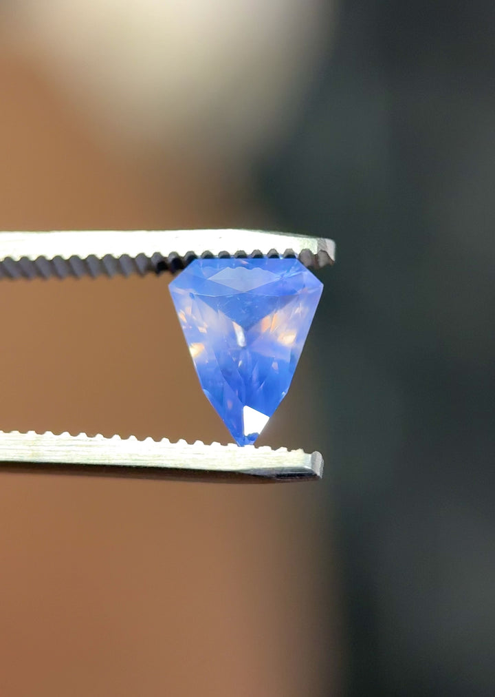 2.00CT Sapphire: Opalescent White Blue Parti Precision Custom Shield Mixed Cut