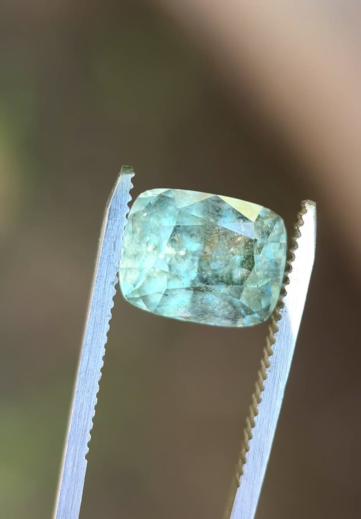 7.49CT Sapphire: Seafoam Blue Green Salt + Pepper Elongated Cushion Mix Cut