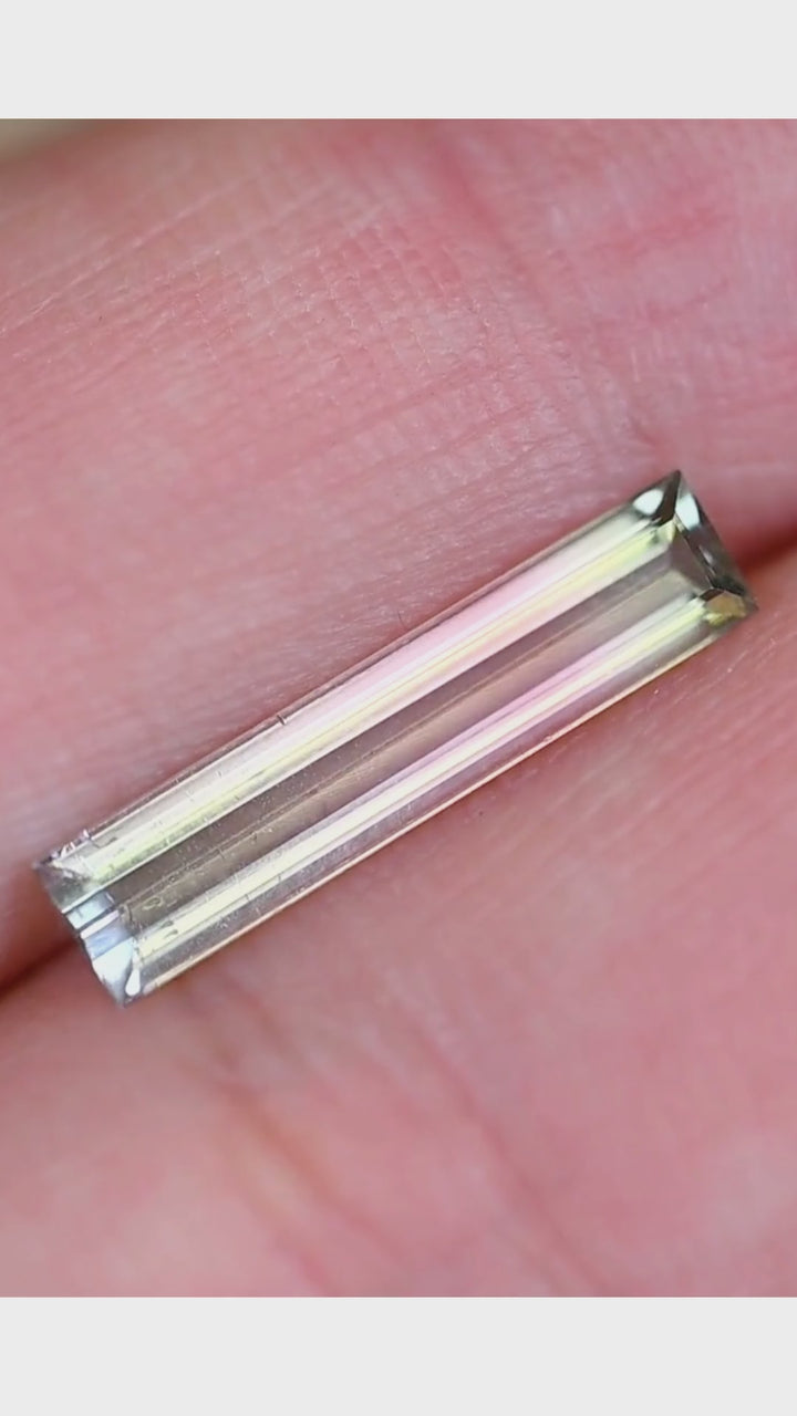 1.63CT Tourmaline: Bi Color Watermelon Pastel Green Pink Precision Elongated Emerald Cut