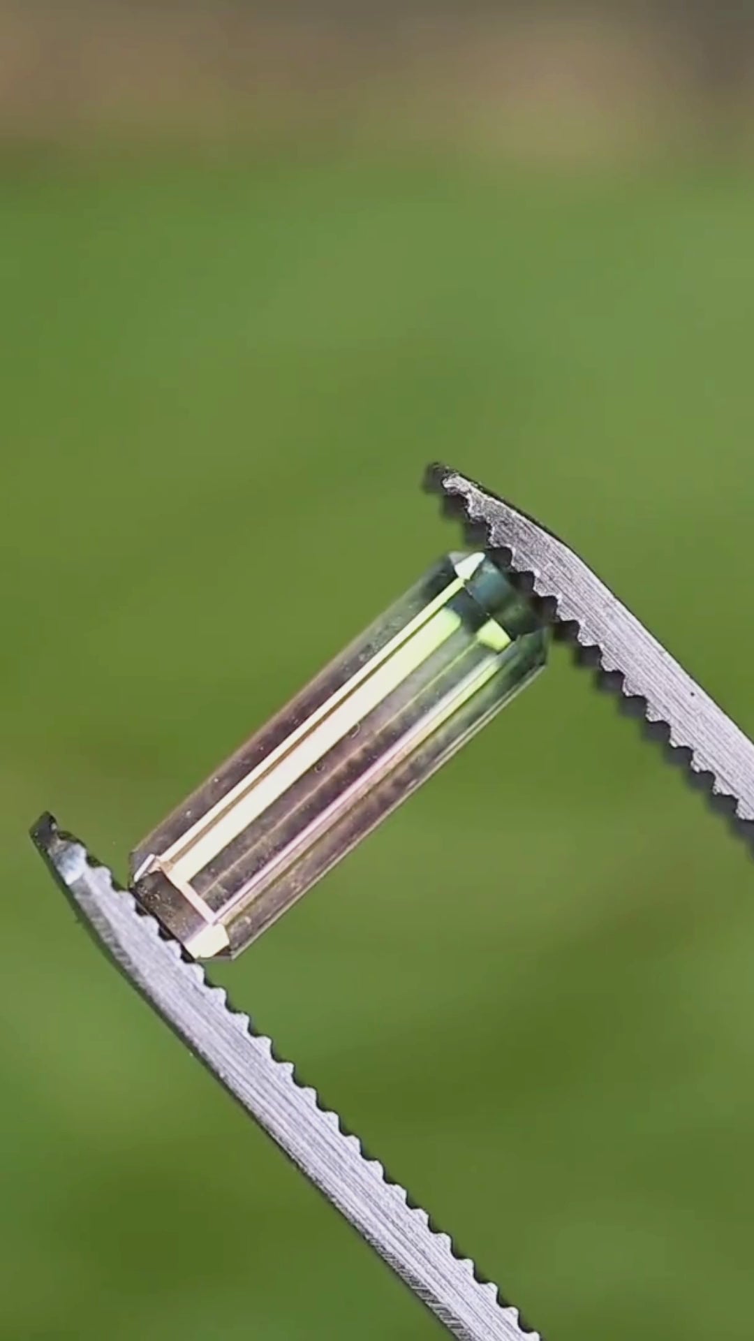 1.72CT Tourmaline: Bi Color Watermelon Pastel Green Pink Precision Elongated Emerald Cut
