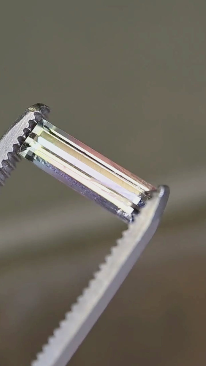 1.16CT Tourmaline: Bi Color Watermelon Pastel Green Pink Precision Elongated Emerald Cut