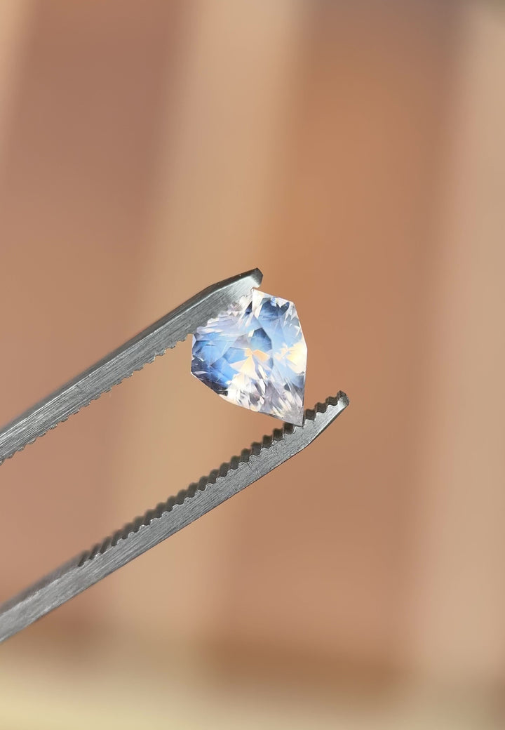2.53CT Sapphire: Opalescent Platinum Bluish Silvery Lavender Pink Precision Custom Shield Mixed Cut