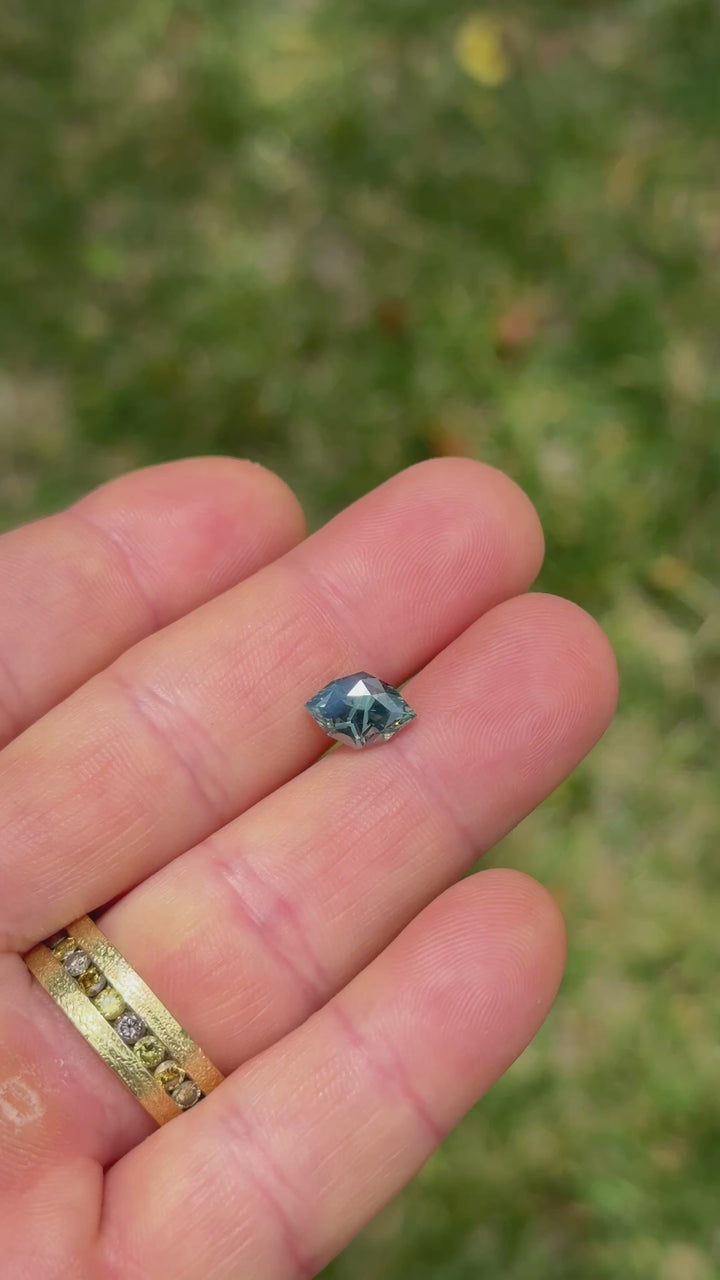 3.02CT Sapphire: Opalescent Teal Parti Precision Custom Geometric Rhombus Marquise Cut