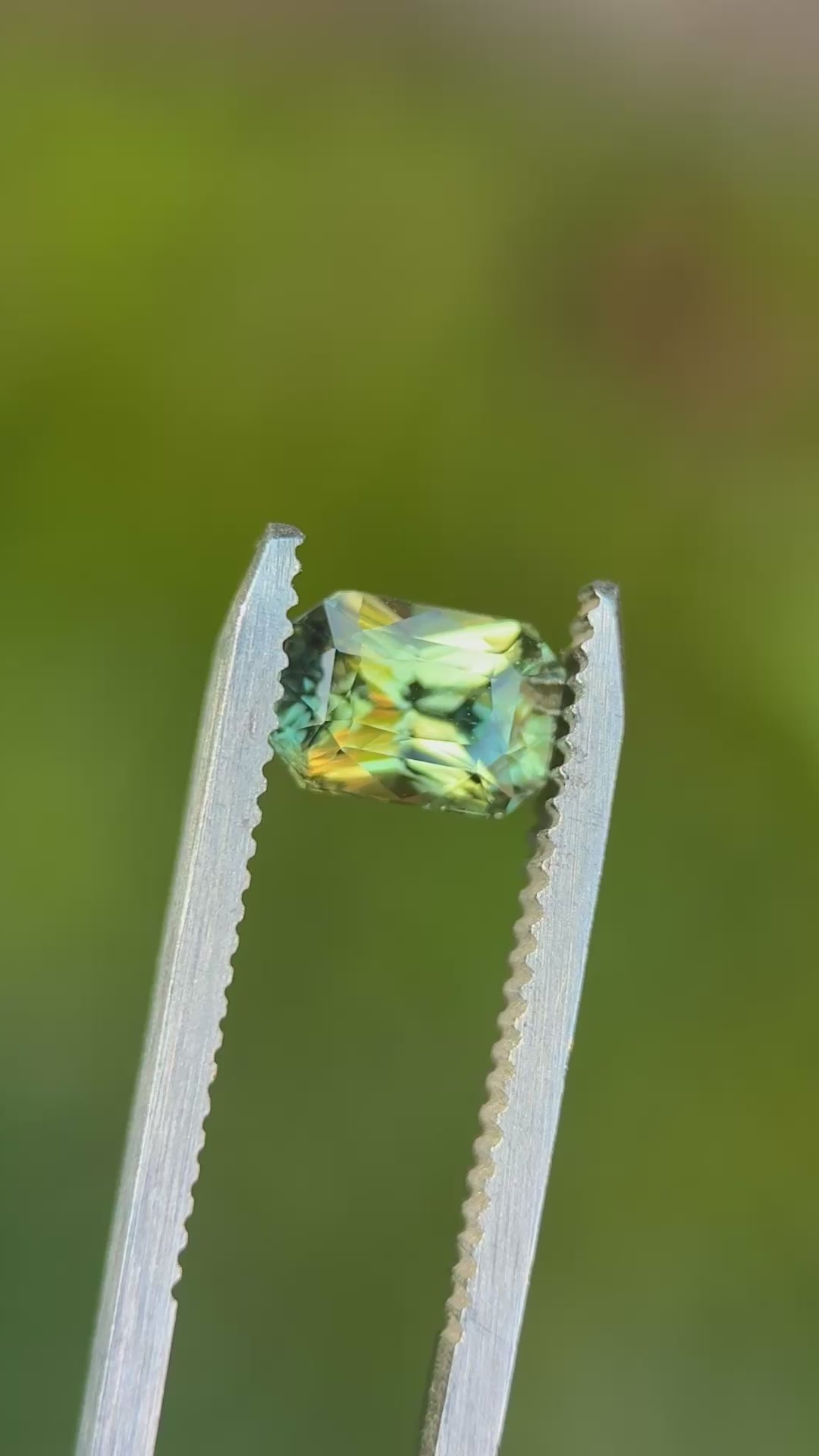 2.01CT Sapphire: Yellow Teal Blue Green Parti Precision Octagon Radiant Cut