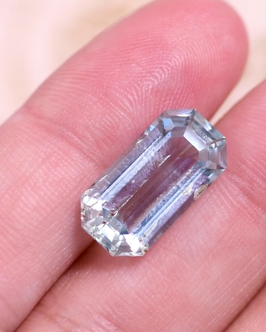7.61CT Aquamarine: Green Seafoam Blue Emerald Cut