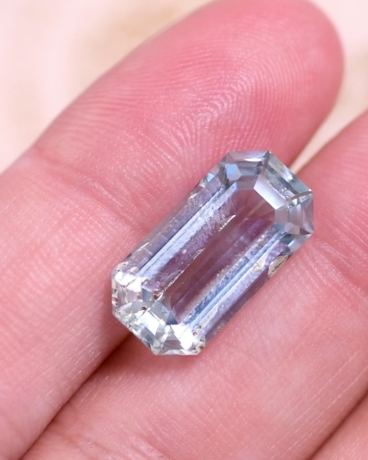7.61CT Aquamarine: Green Seafoam Blue Emerald Cut