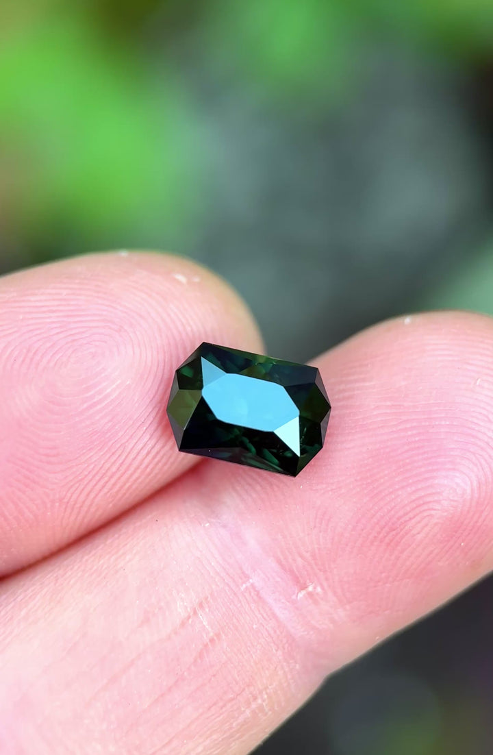 4.34CT Sapphire: Deep Teal Blue Green Precision Custom Octagon Brilliant Cut