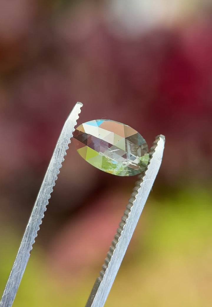 1.43CT Sapphire: Light Seafoam Bluish Green Free Form Rose Cut