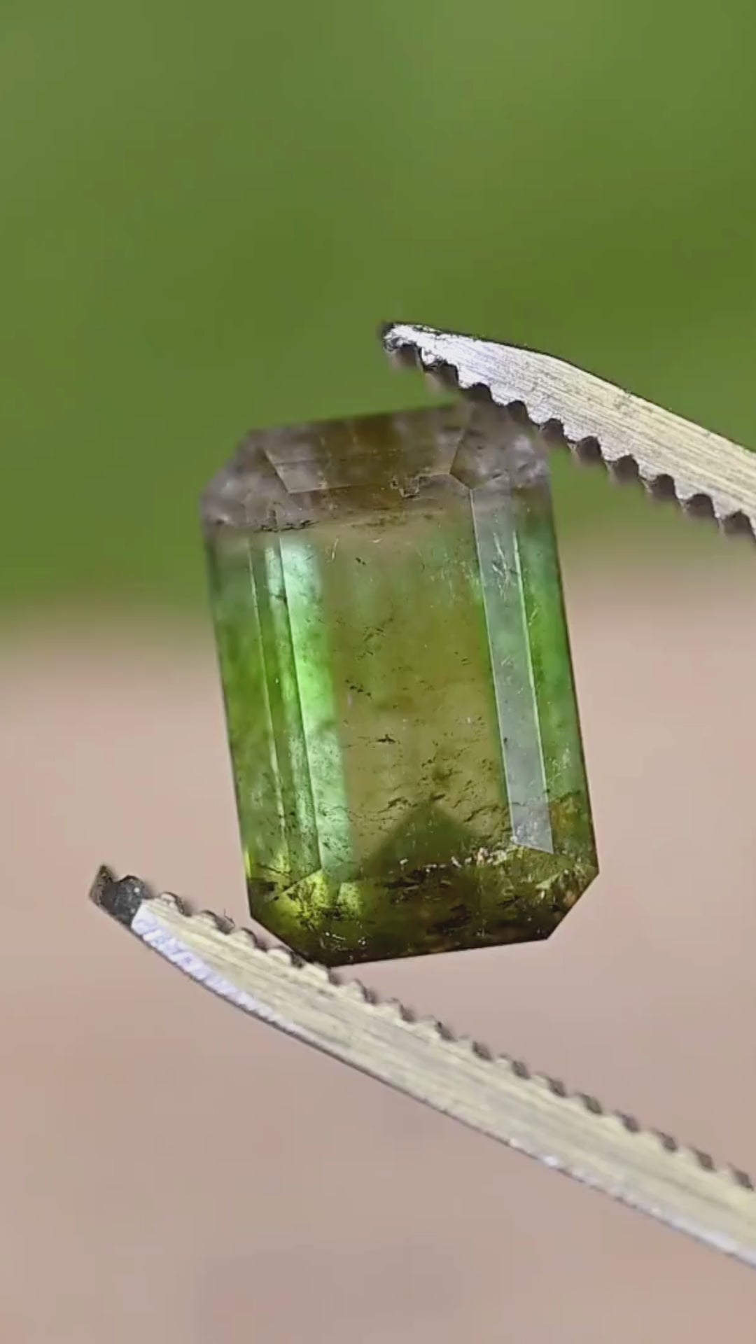 4.06CT Tourmaline: Bi Color Watermelon Yellow Green Pink Emerald Cut