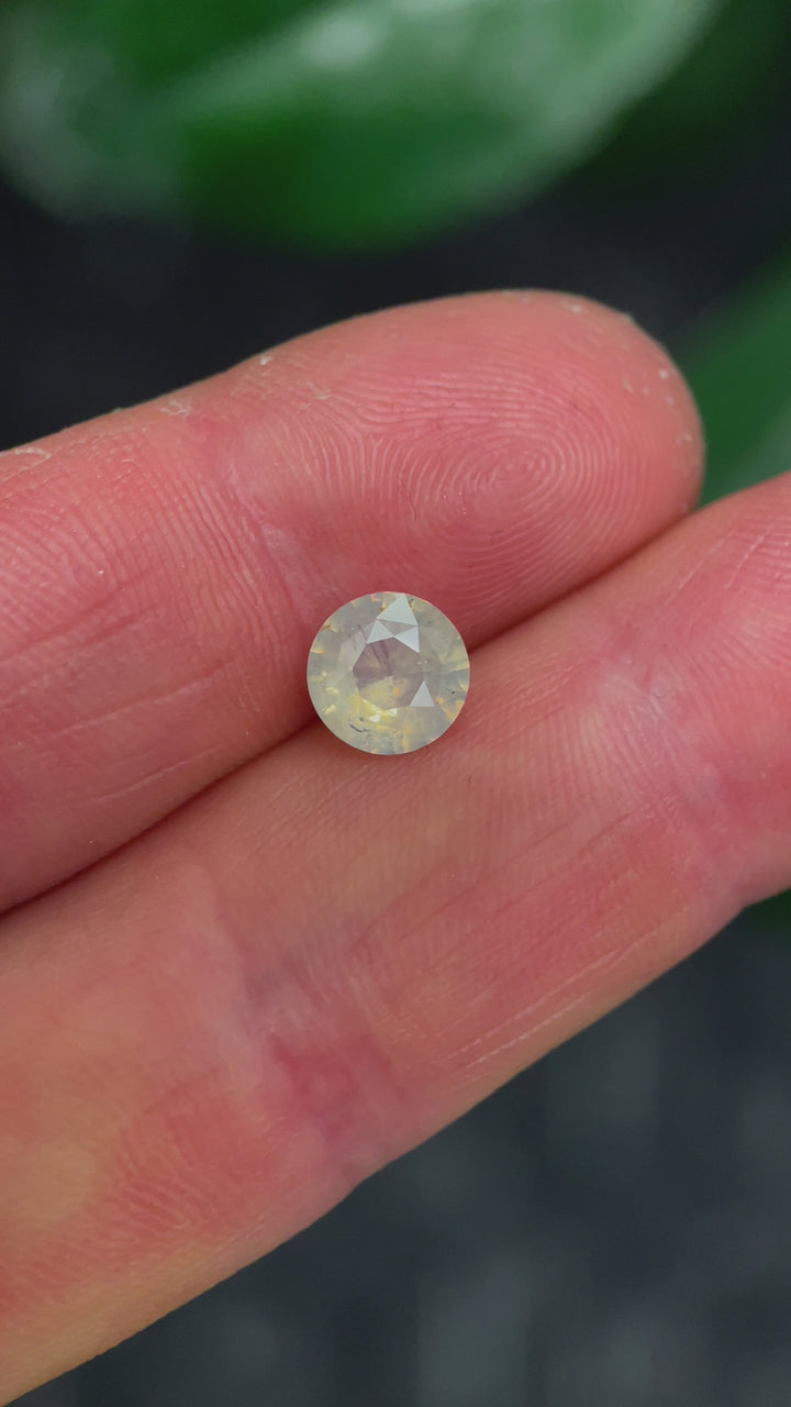 Showcase of Sri Lankan Sapphire | 2.08 Carats | Round Brilliant Cut White-Yellow Gemstone