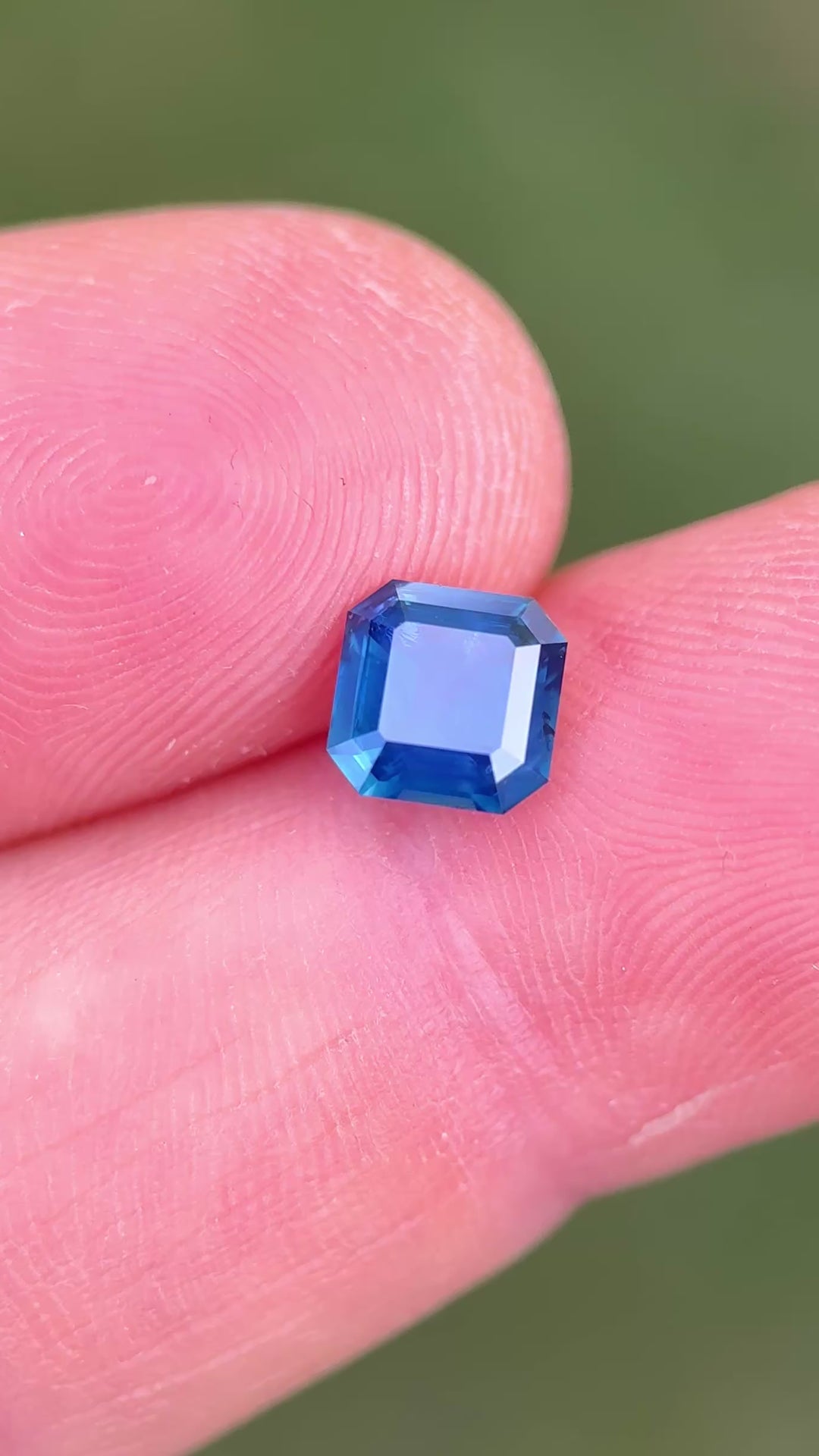 1.41CT Sapphire: Opalescent Deep Royal Blue Precision Asscher Cut Hand Video